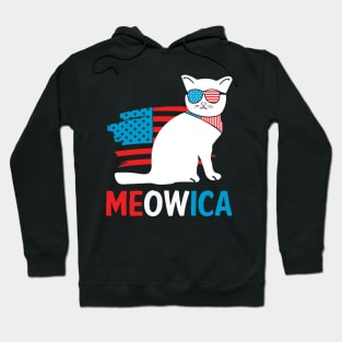 Cat 4th Of July Meowica Patriotic Kitten American Flag Funny Hoodie